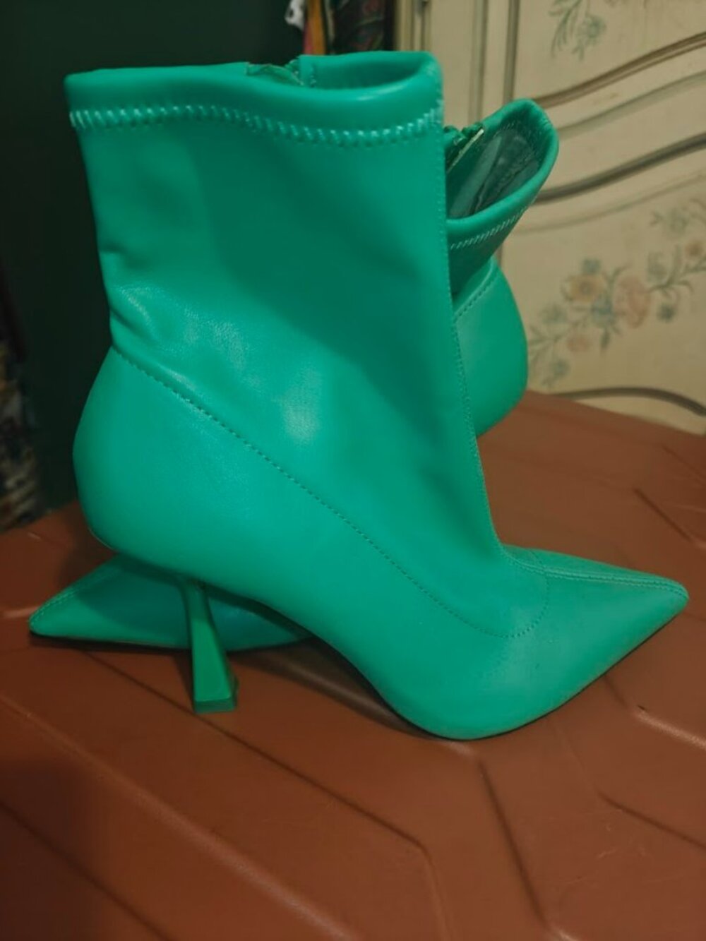 Green Sock Boots Heel Ankle Boots